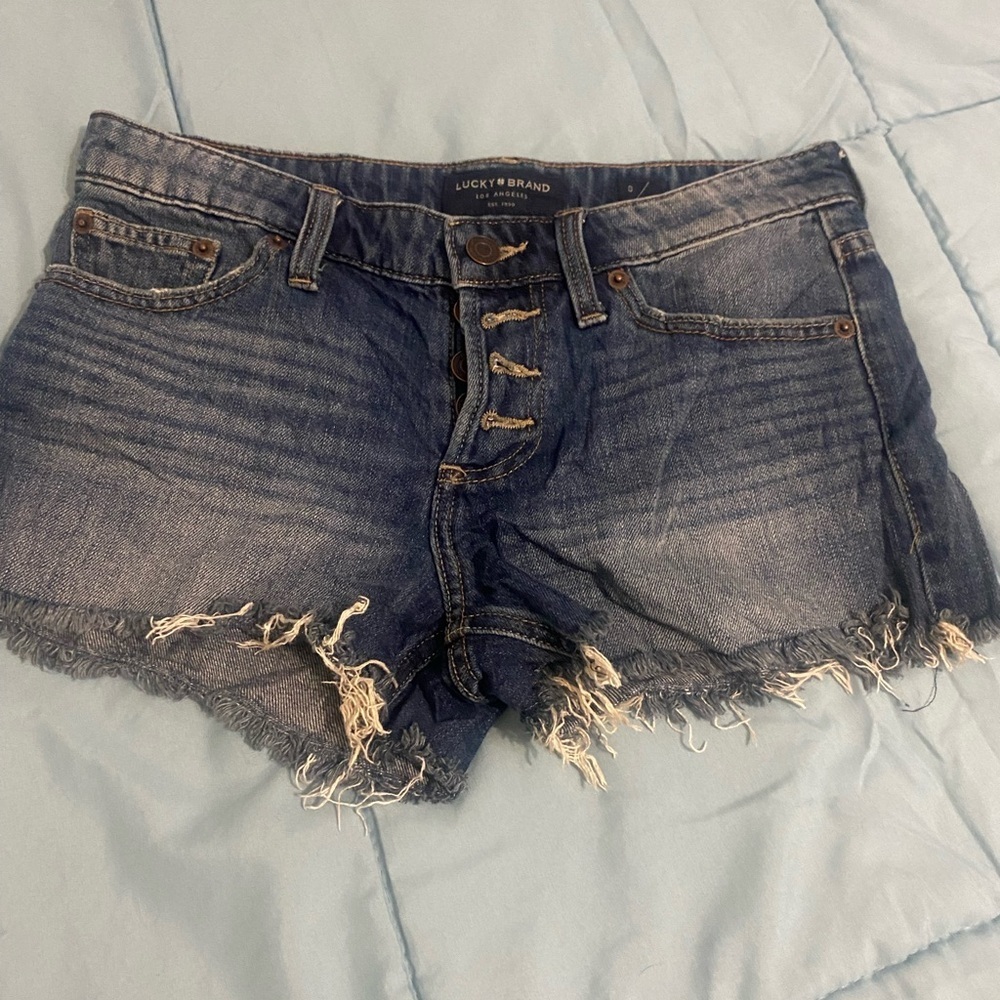 Lucky Brand Blue Jean Shorts Distressed Casual - Picture 11 of 12